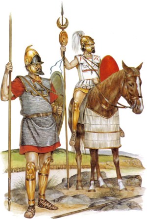 Infante cartaginés y jinete de la Banda Sagrada. Cartagineses.